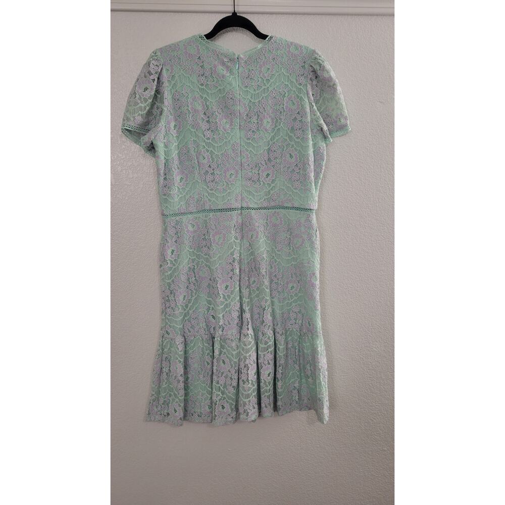 Tahari ASL Lace Dress Size 12 Mint Green Lavender Floral Fit & Flare Tea Party - Picture 8 of 9